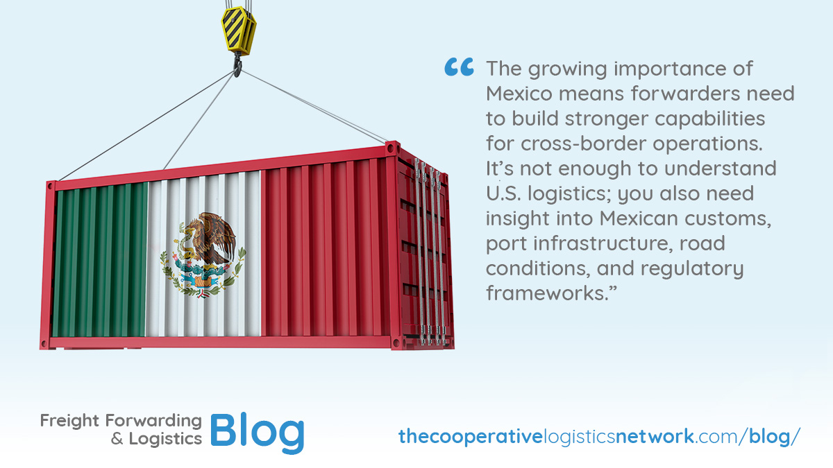 Image of shipping container with text about US-Mexico trade